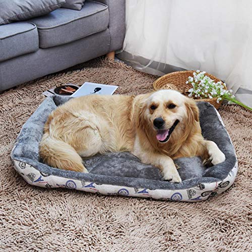 FISH4 Camas Blandas para Perros Sofá Cama de Lana cálida para Perros pequeños Cama para Perros Grandes Golden Retriever Productos para Mascotas Husky Tamaño XS a XL, Gris, 80X60X15Cm