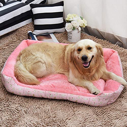 FISH4 Camas Blandas para Perros Sofá Cama de vellón cálido para Perros pequeños Cama para Perros Grandes Golden Retriever Productos para Mascotas Husky Tamaño XS a XL, Rosa, 60X45X15Cm