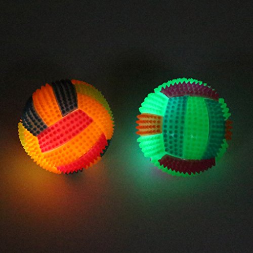 FKY Juguete de Masticar para Perro, Intermitente, Forma de balón de fútbol, luz LED, Bola de Sonido, Divertido Juguete para Mascotas