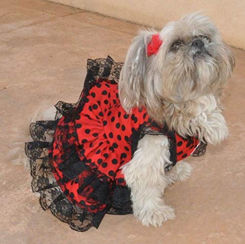 Folk Artesanía Vestido para Mascotas Flamenca o andaluza Lunares. Ideal para tu Perro. Fabricado en España (L)