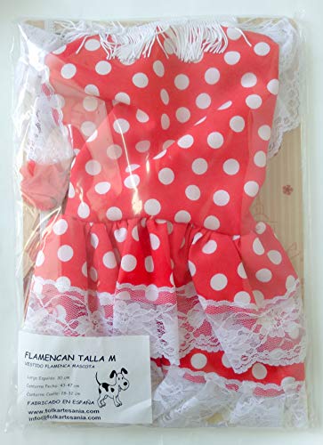 Folk Artesanía Vestido para Mascotas Flamenca o andaluza Lunares. Ideal para tu Perro. Fabricado en España (L)