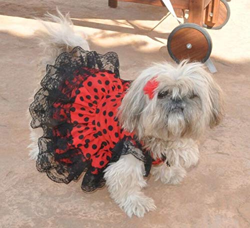 Folk Artesanía Vestido para Mascotas Flamenca o andaluza Lunares. Ideal para tu Perro. Fabricado en España (L)