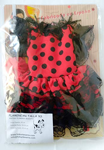 Folk Artesanía Vestido para Mascotas Flamenca o andaluza Lunares. Ideal para tu Perro. Fabricado en España (L)