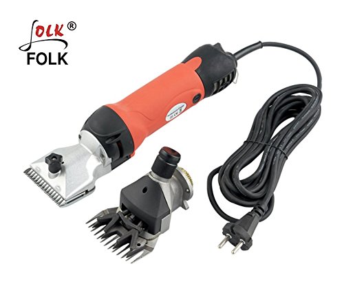 Folk Esquiladora FL11 500W 2 en 1 Doble Cabezal Ovejas y Caballos, Cortapelo esquiladora Lana (C - Mas 1 Kit de Cuchilla y Peine 3mm)