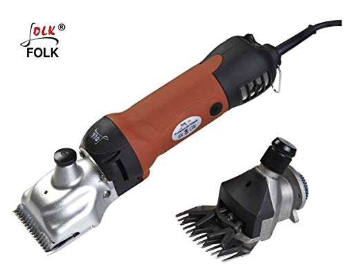 Folk Esquiladora Profesional 500W Modelo FL6, 2 en 1 Doble Cabezal Lana y Pelo, peladora Caballos, ovejas, Perros, mulos, Burro, Vaca, Universal (A - Sin Accesorios Extras)