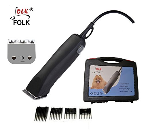 Folk Peladora esquiladora Profesional Modelo FL4 - Doble Velocidad - 45w Perros, Caballos, Gatos cortapelo - Cuchillas compatibles con la Serie A5