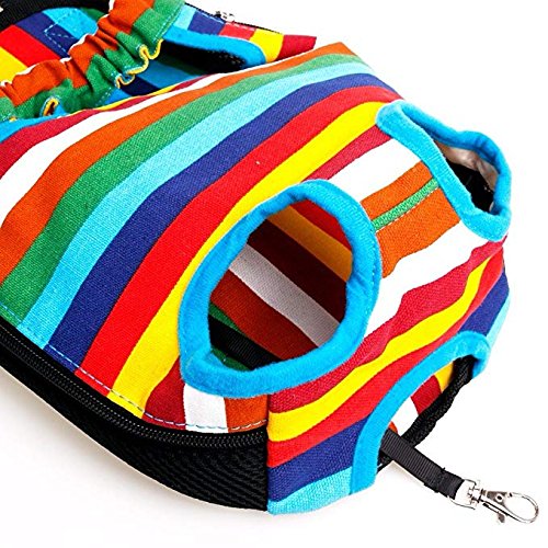 FONLAM Bolso Frontal Perro Gato Mochila Transportin Portátil Cachorro Mascota con Hombreras Tirantes Ajustables Entrepiernas de Malla (L(3.5-6.5KG), Multicolor)