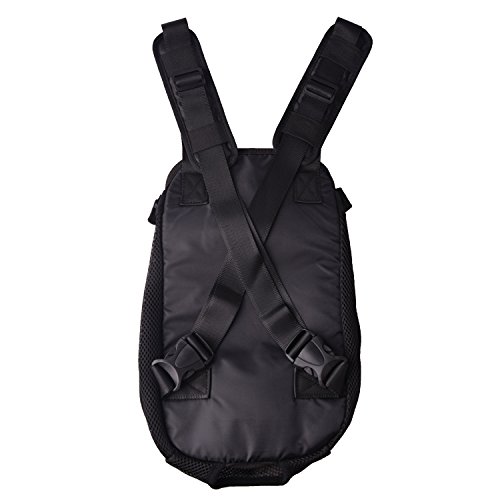 FONLAM Bolso Frontal Perro Gato Mochila Transportin Portátil Cachorro Mascota con Hombreras Tirantes Ajustables Entrepiernas de Malla (M(2.5-3.5KG), Negro)