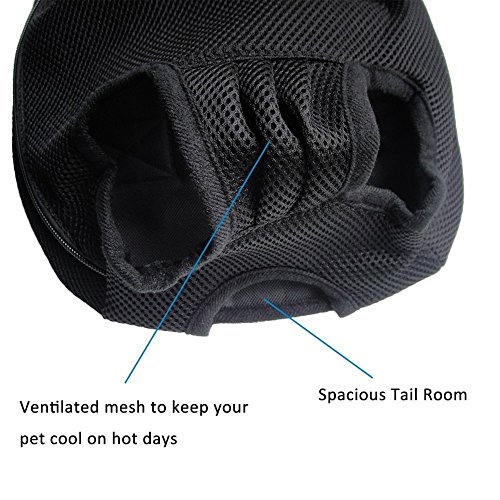 FONLAM Bolso Frontal Perro Gato Mochila Transportin Portátil Cachorro Mascota con Hombreras Tirantes Ajustables Entrepiernas de Malla (S(0-2.5KG), Negro)