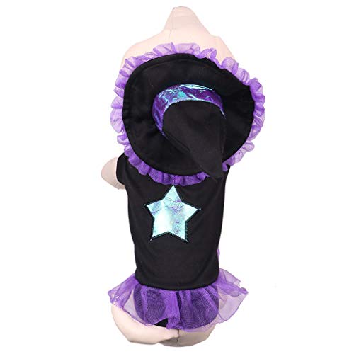 Fossrn Perro Halloween Disfraz Bruja Vestido Tops + Sombrero - Ropa para Mascota Gato Cachorros Chihuahua Yorkshire