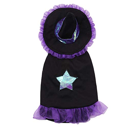 Fossrn Perro Halloween Disfraz Bruja Vestido Tops + Sombrero - Ropa para Mascota Gato Cachorros Chihuahua Yorkshire