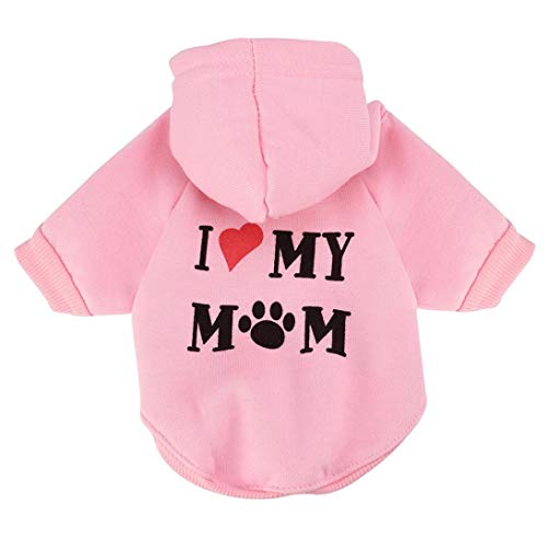 Fossrn Ropa Perro Pequeño Chihuahua Yorkshire Sudadera con Capucha - I MY MOM Invierno Ropa para Mascota Cachorro