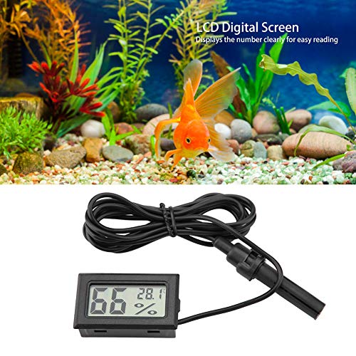 FTVOGUE Mini higrómetro de termómetro LCD Integrado con sonda Externa para incubadoras, incubadoras, Tanque de Reptiles, Acuario, Tanque de Peces