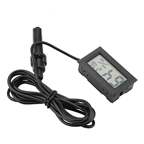 FTVOGUE Mini higrómetro de termómetro LCD Integrado con sonda Externa para incubadoras, incubadoras, Tanque de Reptiles, Acuario, Tanque de Peces