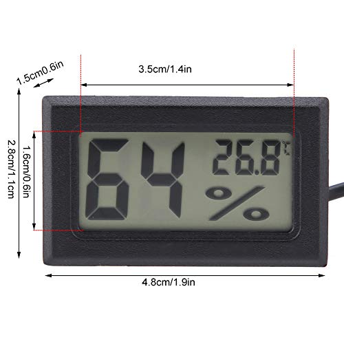 FTVOGUE Mini higrómetro de termómetro LCD Integrado con sonda Externa para incubadoras, incubadoras, Tanque de Reptiles, Acuario, Tanque de Peces