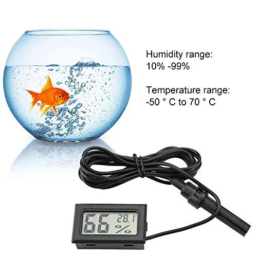 FTVOGUE Mini higrómetro de termómetro LCD Integrado con sonda Externa para incubadoras, incubadoras, Tanque de Reptiles, Acuario, Tanque de Peces