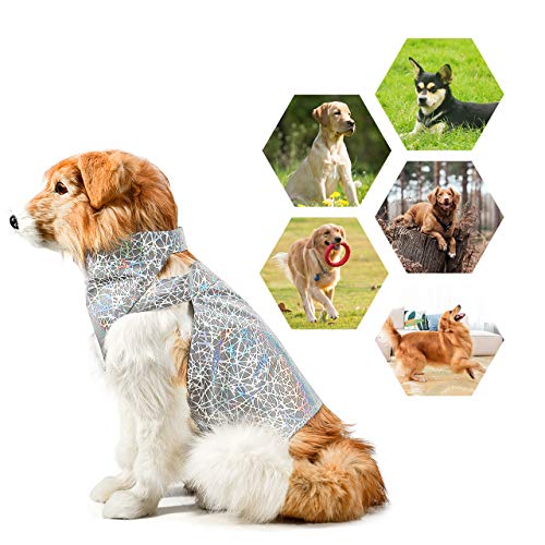 FurPaw Chaleco Reflectante Perros, 2 Piezas Bufanda Ropa Colorida para Cachorro Chaqueta Seguridad para Mascotas Prros Grande Al Aire Libre