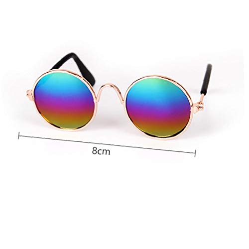 Gafas De Sol para Mascotas Retro Clásico De Las Gafas De Sol Circulares De Metal para Chihuahua Gato O Perros Pequeños (Multicolor) 1 Pc