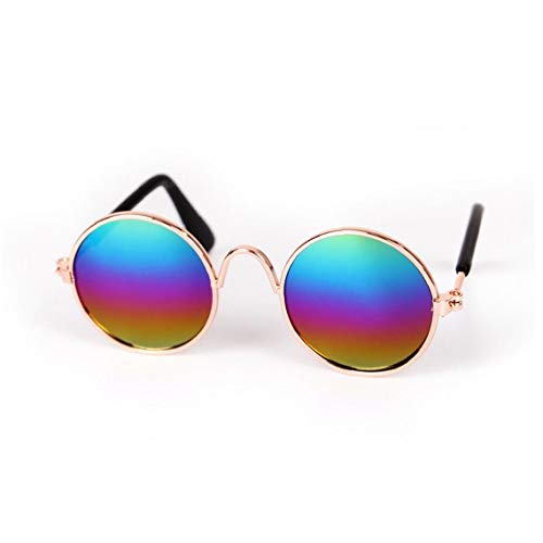 Gafas De Sol para Mascotas Retro Clásico De Las Gafas De Sol Circulares De Metal para Chihuahua Gato O Perros Pequeños (Multicolor) 1 Pc