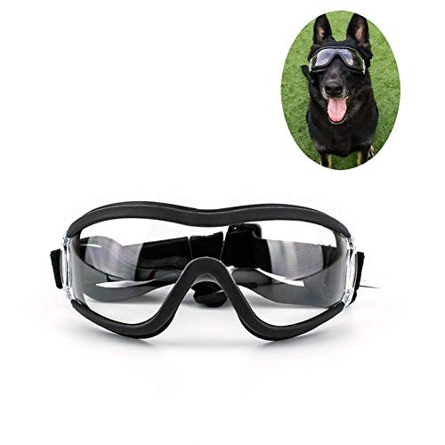 Gafas para perros Protección UV Sunglasse a prueba de viento Gafas de sol para perros a prueba de polvo Protección para los ojos con correa ajustable para perros medianos o grandes