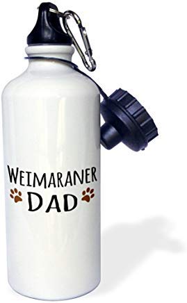 GFGKKGJFD612 Weimaraner Dog Dad-Doggie by Breed-Muddy - Botella de Agua de Aluminio con diseño de Huellas de Perro, Color Blanco