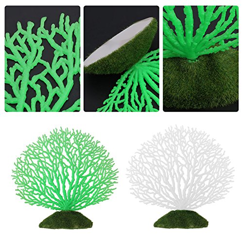 GLOGLOW Plantas de Coral Artificiales de plástico Decoraciones con Base de Resina Coral Suave bajo el Agua Adornos para pecera Acuario Paisaje