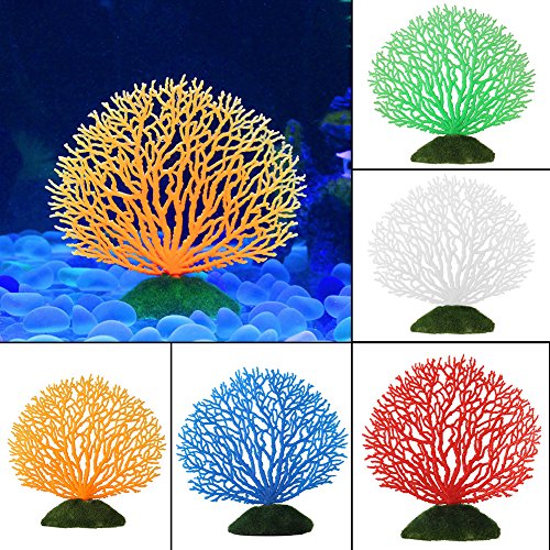 GLOGLOW Plantas de Coral Artificiales de plástico Decoraciones con Base de Resina Coral Suave bajo el Agua Adornos para pecera Acuario Paisaje