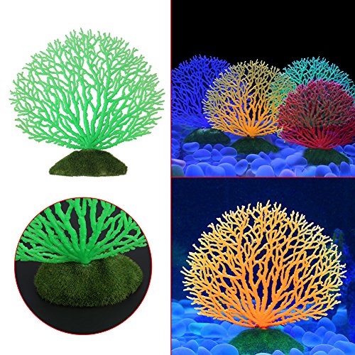 GLOGLOW Plantas de Coral Artificiales de plástico Decoraciones con Base de Resina Coral Suave bajo el Agua Adornos para pecera Acuario Paisaje