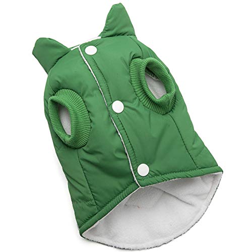 GODGETS Ropa para Mascotas de Navidad Invierno Gruesa Chaleco Caliente Abrigo Chaqueta para Mascotas Gato Perro Verde L