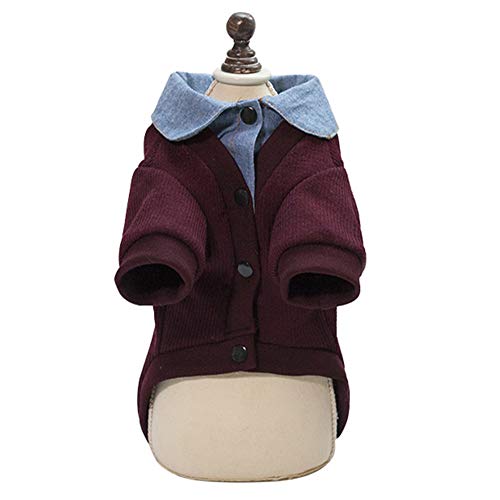 GODGETS Sudadera con Capucha para Pequeño Perros Accesorios Ropa Camisetas a Rayas Polar Suéter Ropa Caliente Suéter de Invierno Mascotas Accesorios Gatos Apparel Vino Rojo 2XL