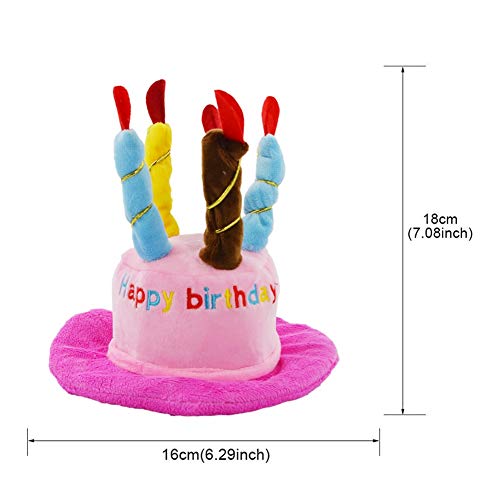 Gorro de cumpleaños para mascota con bandana, sombrero de gato ajustable con velas de colores, bufanda de cumpleaños para perro, para perros grandes y medianos, gatos y cachorros, color rosa