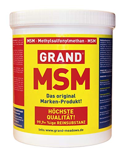 Grand-Meadows Europe GmbH MSM de Polvo para Caballos, de Alimentos 07797100330 de Medio, abono azufre – metilsulfonilmetano, 99,9% Pureza, 1 kg Premium 07797100330 Forro