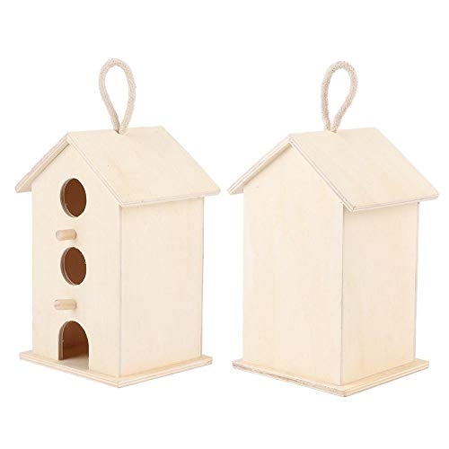 Gransun Casa de pájaros de Madera a Prueba de Humedad Colgante Lugar de Descanso de pájaros Suministros para Mascotas para Loros de Mascotas de jardín al Aire Libre (24x13x11cm)