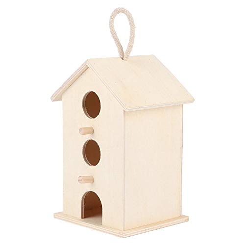 Gransun Casa de pájaros de Madera a Prueba de Humedad Colgante Lugar de Descanso de pájaros Suministros para Mascotas para Loros de Mascotas de jardín al Aire Libre (24x13x11cm)