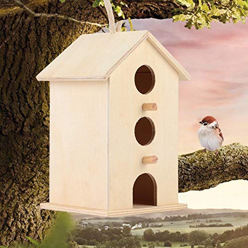 Gransun Casa de pájaros de Madera a Prueba de Humedad Colgante Lugar de Descanso de pájaros Suministros para Mascotas para Loros de Mascotas de jardín al Aire Libre (24x13x11cm)