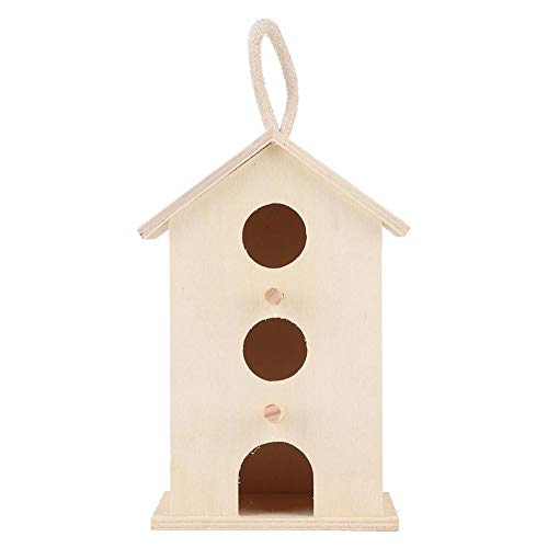 Gransun Casa de pájaros de Madera a Prueba de Humedad Colgante Lugar de Descanso de pájaros Suministros para Mascotas para Loros de Mascotas de jardín al Aire Libre (24x13x11cm)