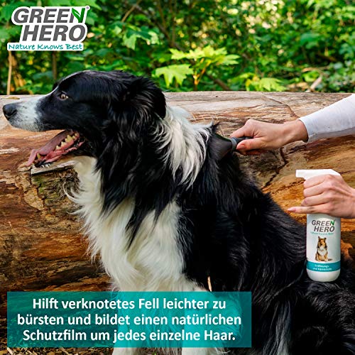 Green Hero entfilzungs de y Ayuda de Peine para Perros, 500 ML, entwirrt el Pelo y le Brillo, Evita verhaken y Nudos, Piel Cuidado Spray