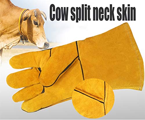 Guantes protectores resistentes a las mordeduras, para gato, perro, rata,anti-mordedura, resistente a la abrasión y al desgarro, piel de cuello dividido de vaca, guantes para manejo de animales, 34 cm