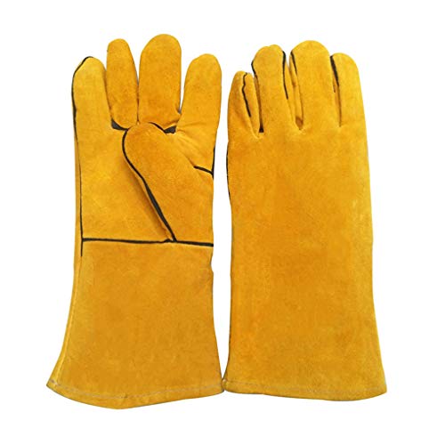 Guantes protectores resistentes a las mordeduras, para gato, perro, rata,anti-mordedura, resistente a la abrasión y al desgarro, piel de cuello dividido de vaca, guantes para manejo de animales, 34 cm