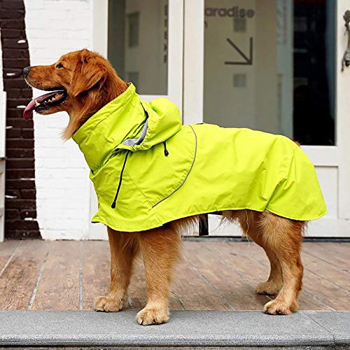 Gulunmun Chubasqueros para Perros New Dog Raincoat Waterproof Nylon Cloth High Collar Detachable Cap Golden-Haired Dog Raincoat-Yellow_M