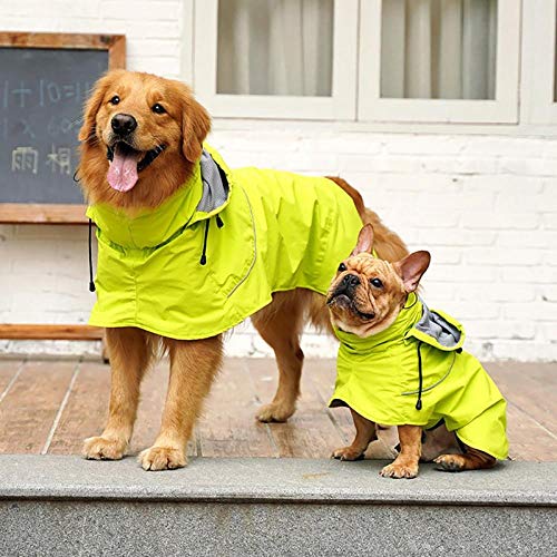 Gulunmun Chubasqueros para Perros New Dog Raincoat Waterproof Nylon Cloth High Collar Detachable Cap Golden-Haired Dog Raincoat-Yellow_M