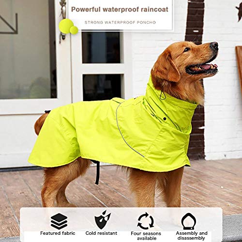 Gulunmun Chubasqueros para Perros New Dog Raincoat Waterproof Nylon Cloth High Collar Detachable Cap Golden-Haired Dog Raincoat-Yellow_M