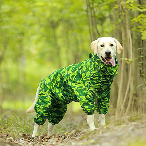 Gulunmun Chubasqueros para Perros Pet Dog Raincoat Reflective Waterproof Clothes High Neck Hooded Jumpsuit For Small Big Dogs Rain Cloak -Green_Camouflage_20