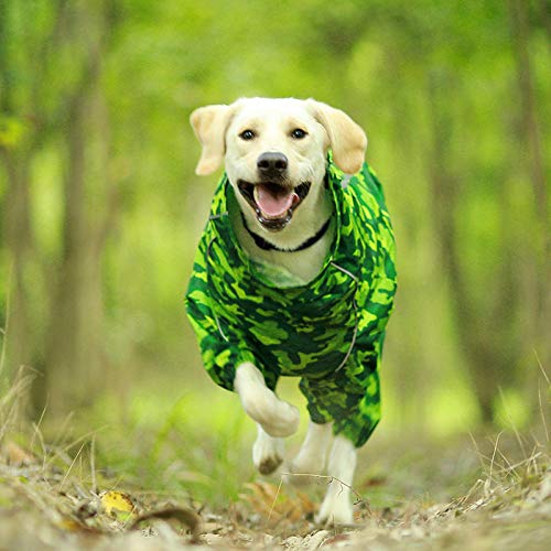 Gulunmun Chubasqueros para Perros Pet Dog Raincoat Reflective Waterproof Clothes High Neck Hooded Jumpsuit For Small Big Dogs Rain Cloak -Green_Camouflage_20