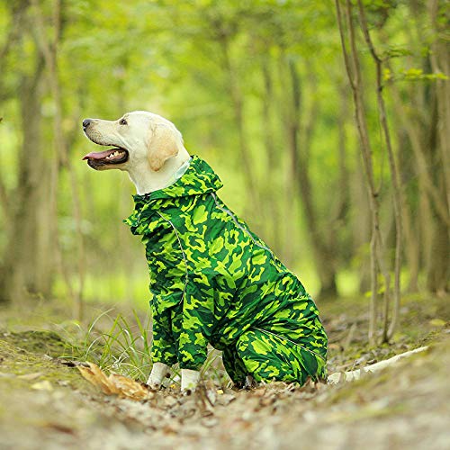 Gulunmun Chubasqueros para Perros Pet Dog Raincoat Reflective Waterproof Clothes High Neck Hooded Jumpsuit For Small Big Dogs Rain Cloak -Green_Camouflage_20