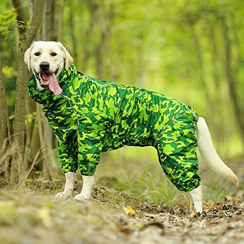 Gulunmun Chubasqueros para Perros Pet Dog Raincoat Reflective Waterproof Clothes High Neck Hooded Jumpsuit For Small Big Dogs Rain Cloak -Green_Camouflage_20