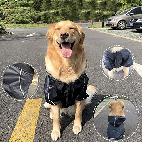 Gulunmun Chubasqueros para Perros Pet Reflective Dog Raincoat Clothes Waterproof Rain Jumpsuit For Big Medium Small Dogs Outdoor Clothing-Black_M