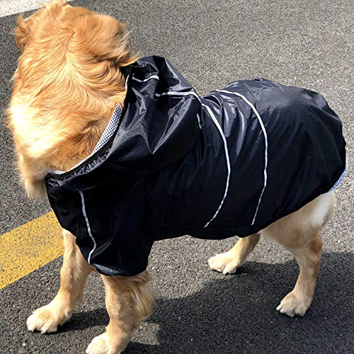 Gulunmun Chubasqueros para Perros Pet Reflective Dog Raincoat Clothes Waterproof Rain Jumpsuit For Big Medium Small Dogs Outdoor Clothing-Black_M