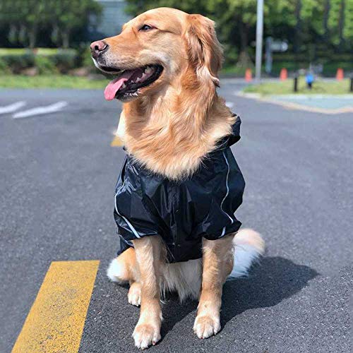 Gulunmun Chubasqueros para Perros Pet Reflective Dog Raincoat Clothes Waterproof Rain Jumpsuit For Big Medium Small Dogs Outdoor Clothing-Black_M