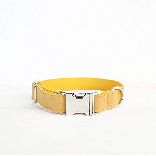 Gulunmun Collares para Perro Hechos a Mano, Suaves y cómodos para Mascotas, Ajustables   con Hebilla de Metal   Collar Perros pequeños medianos Grandes para Mascotas Amarillo, L